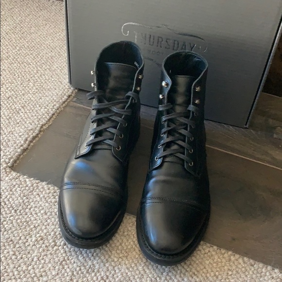 black cap toe boots mens